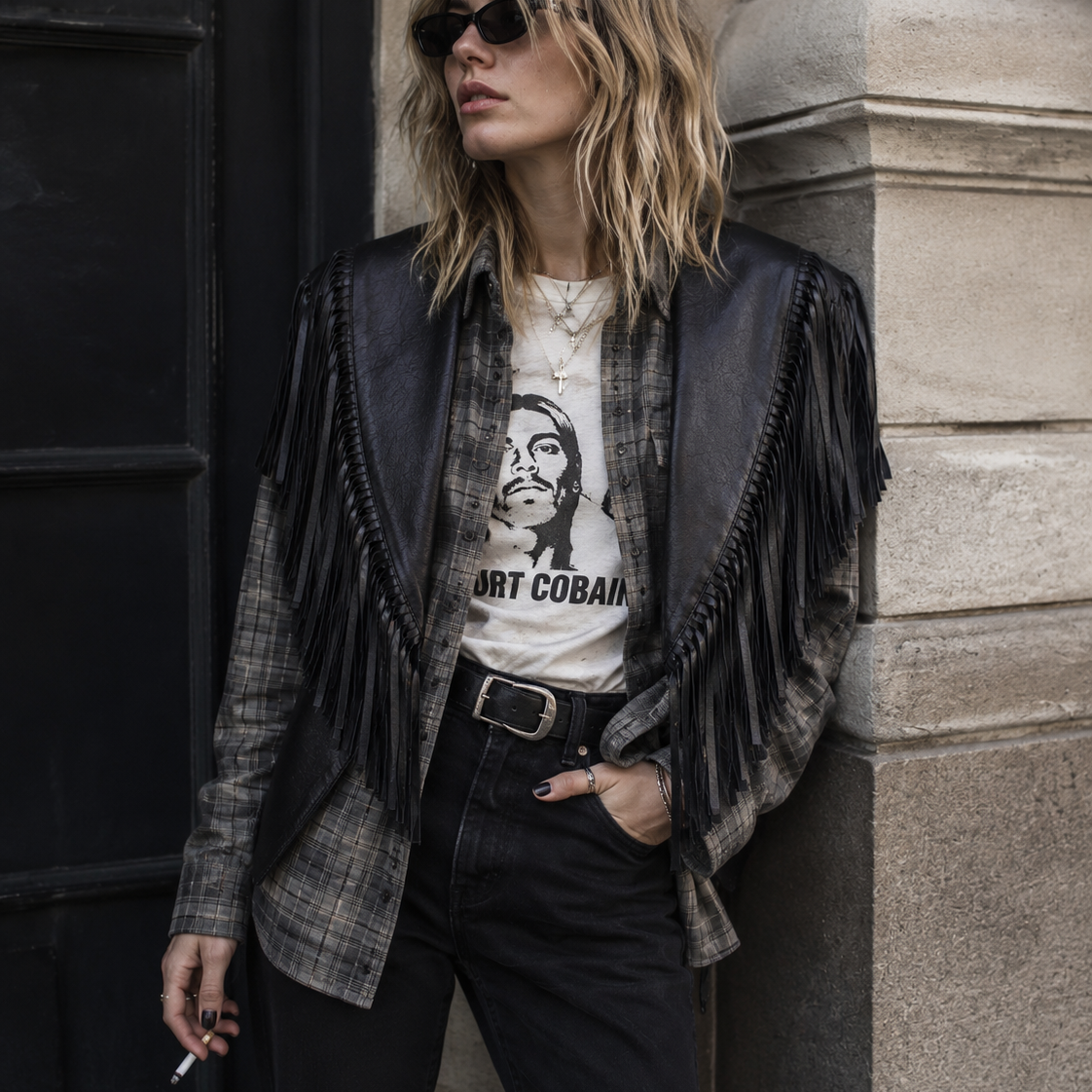 Capa, Cobain black LEATHER COLLECTION cuero liso