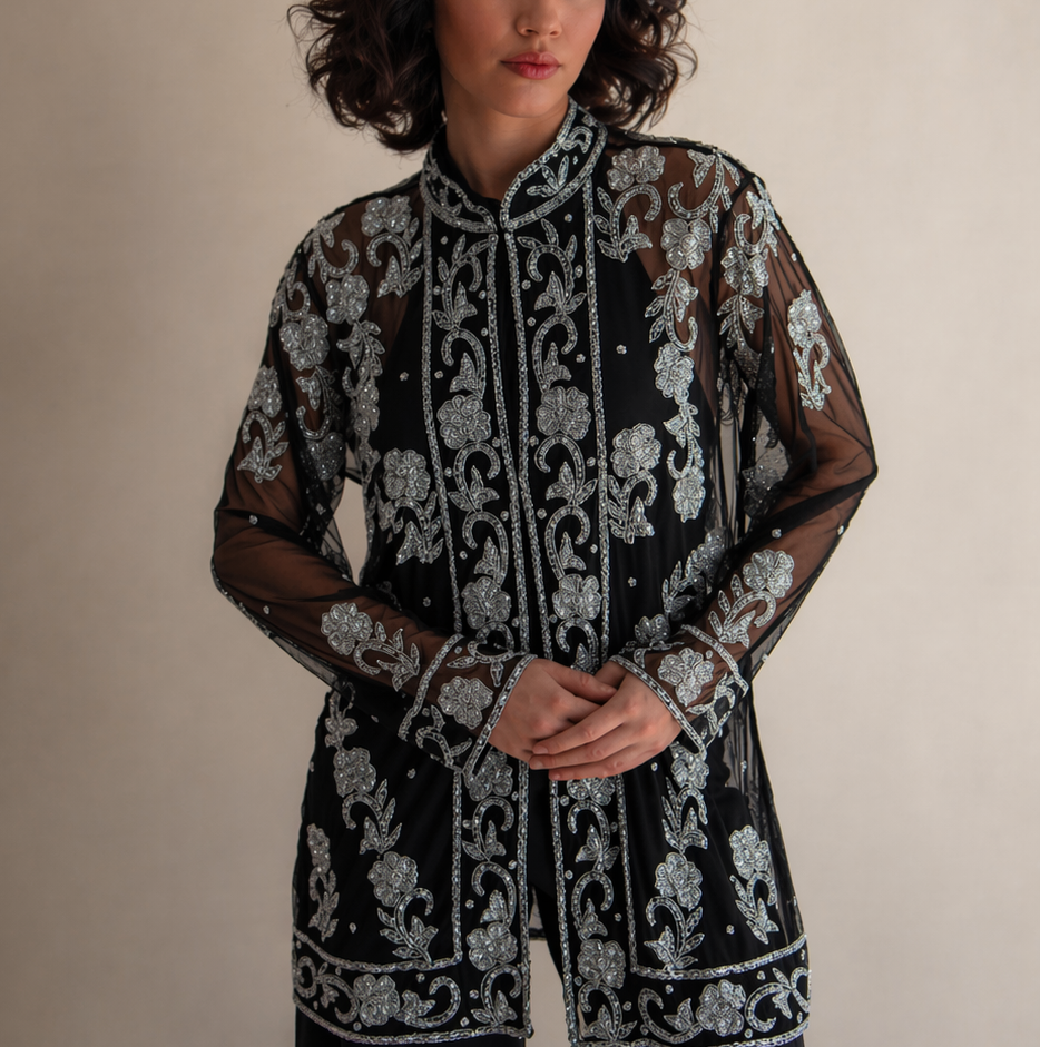 Chaqueta, Kimono traslucido silverstone