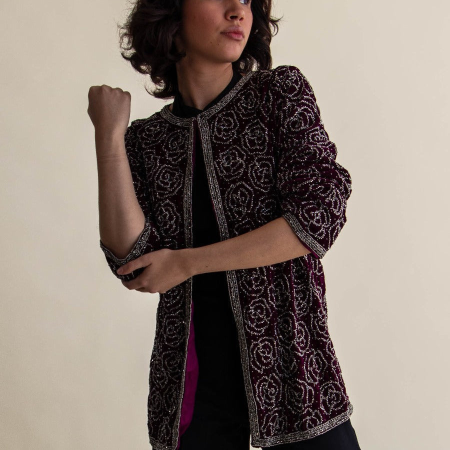 Chaqueta VELVET WINE ROSES