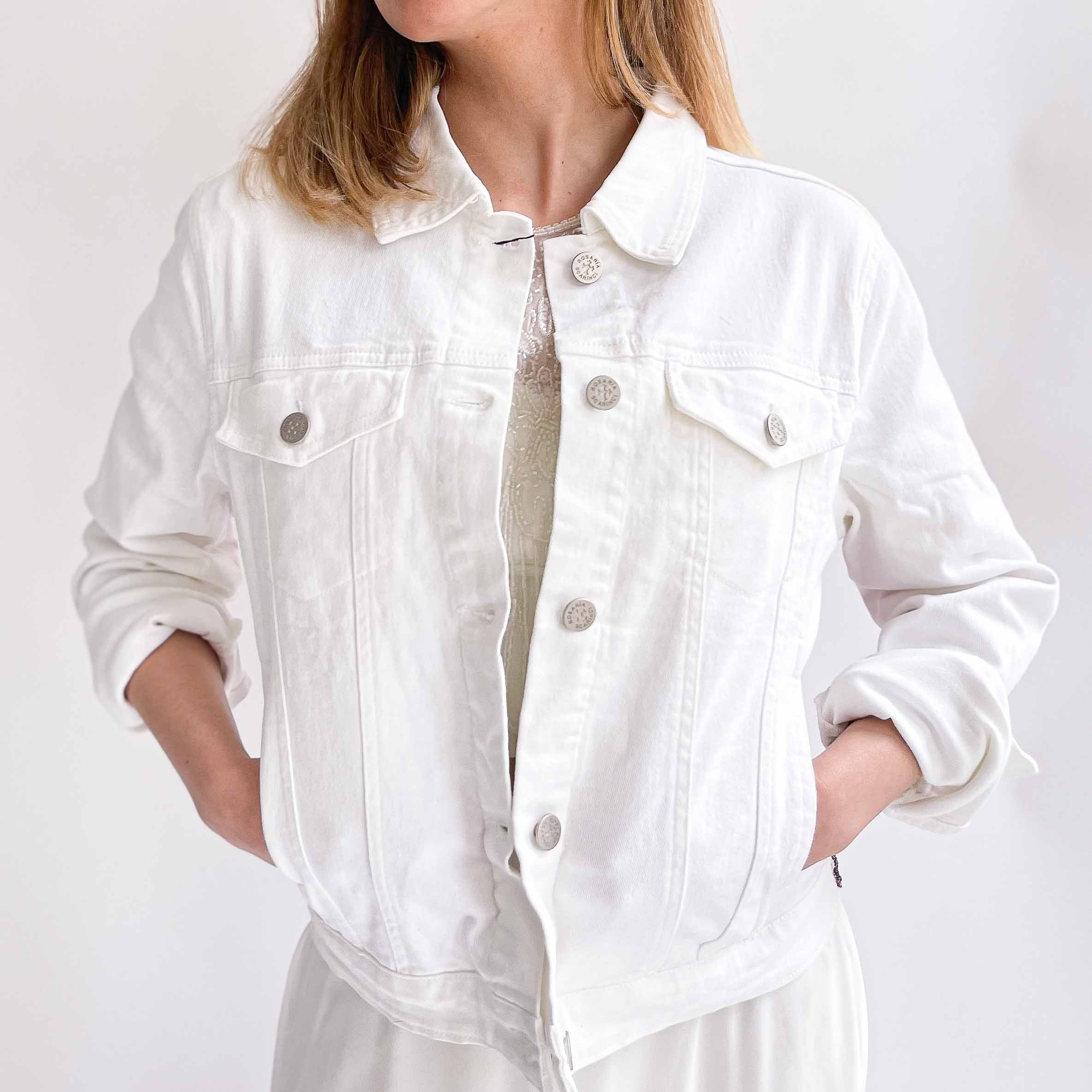 CHAQUETA BLANCA TROPICAL LEAVES