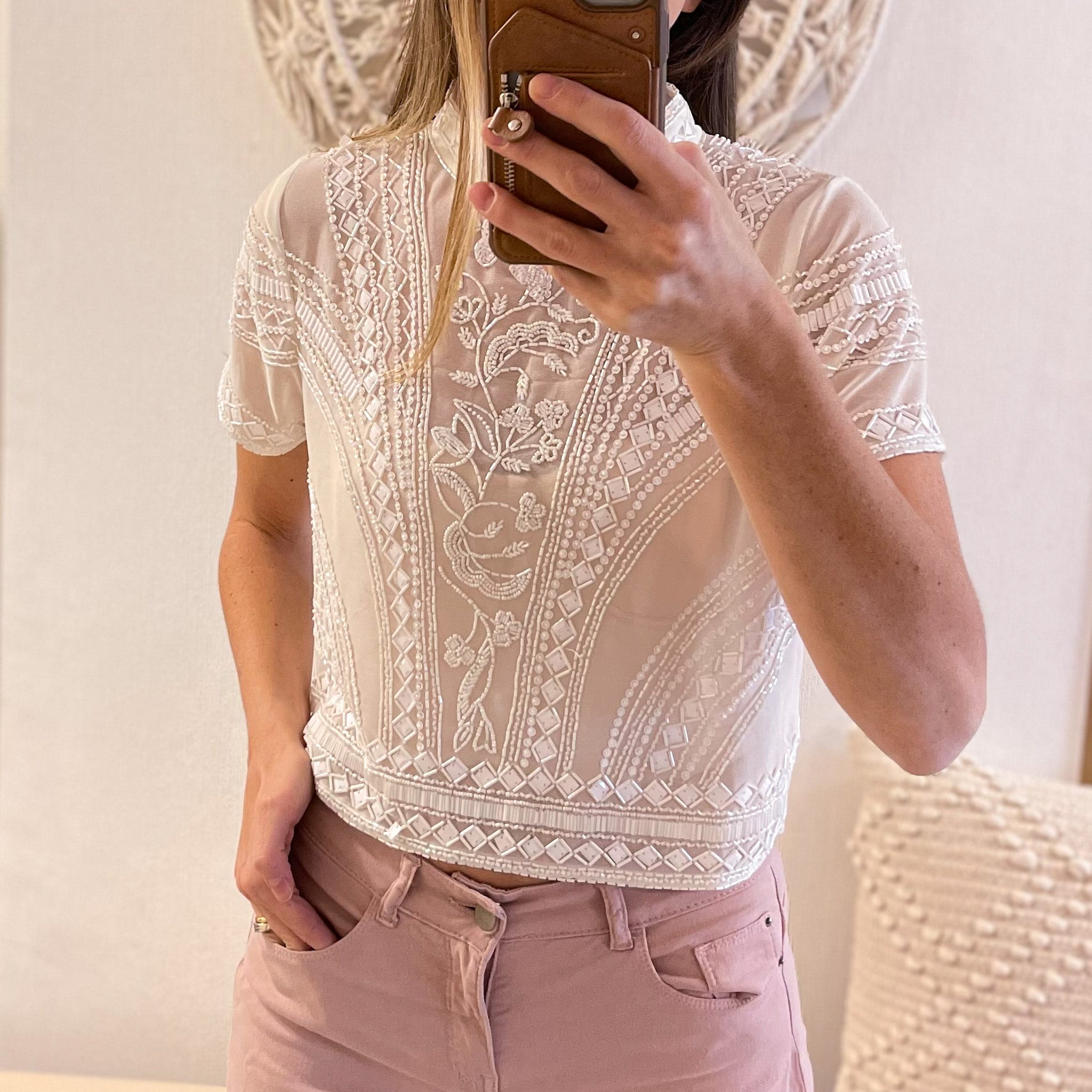 Blusa Nahla Full Piedras Blanca