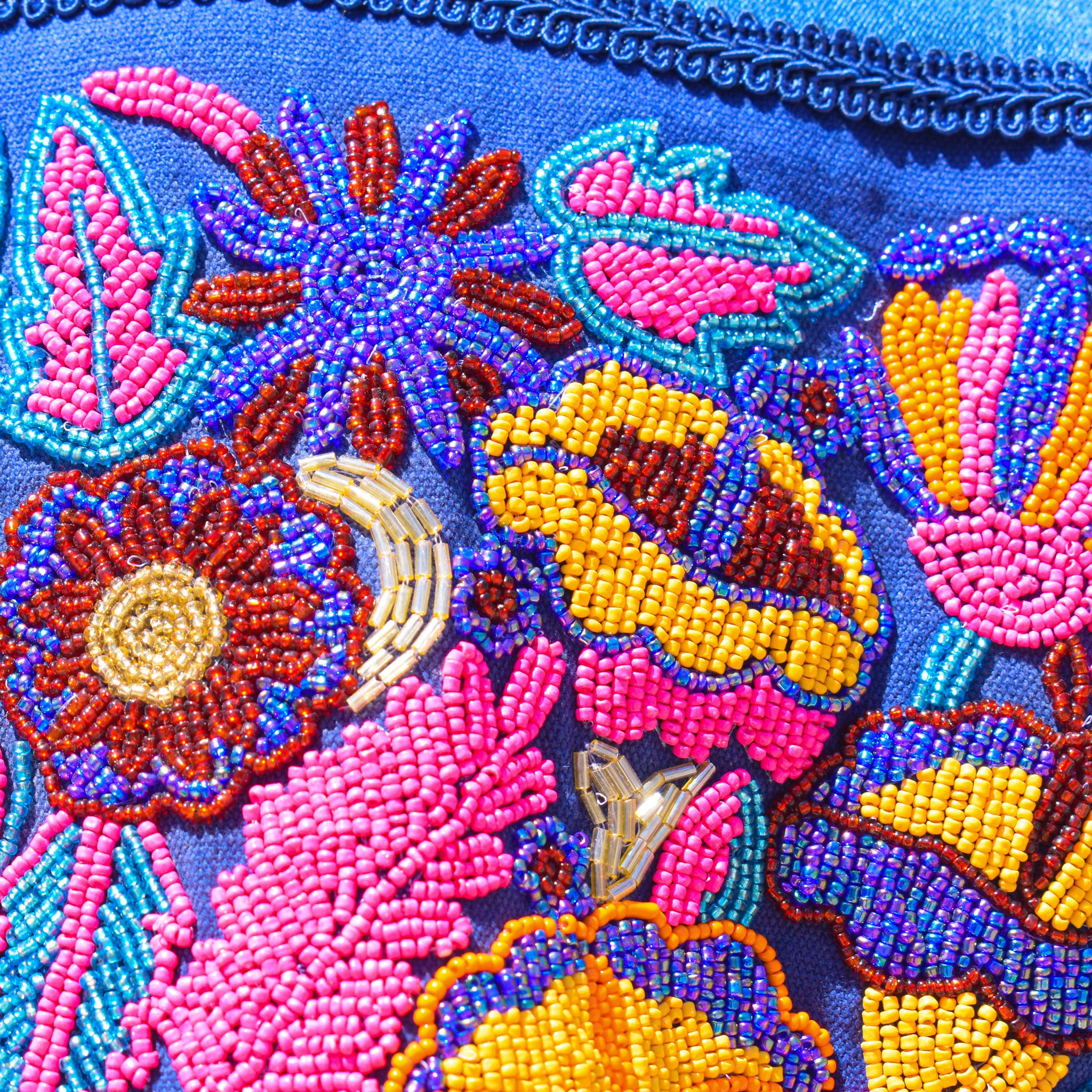 CHAQUETA AZUL PAVO REAL PIEDRAS OTOMI