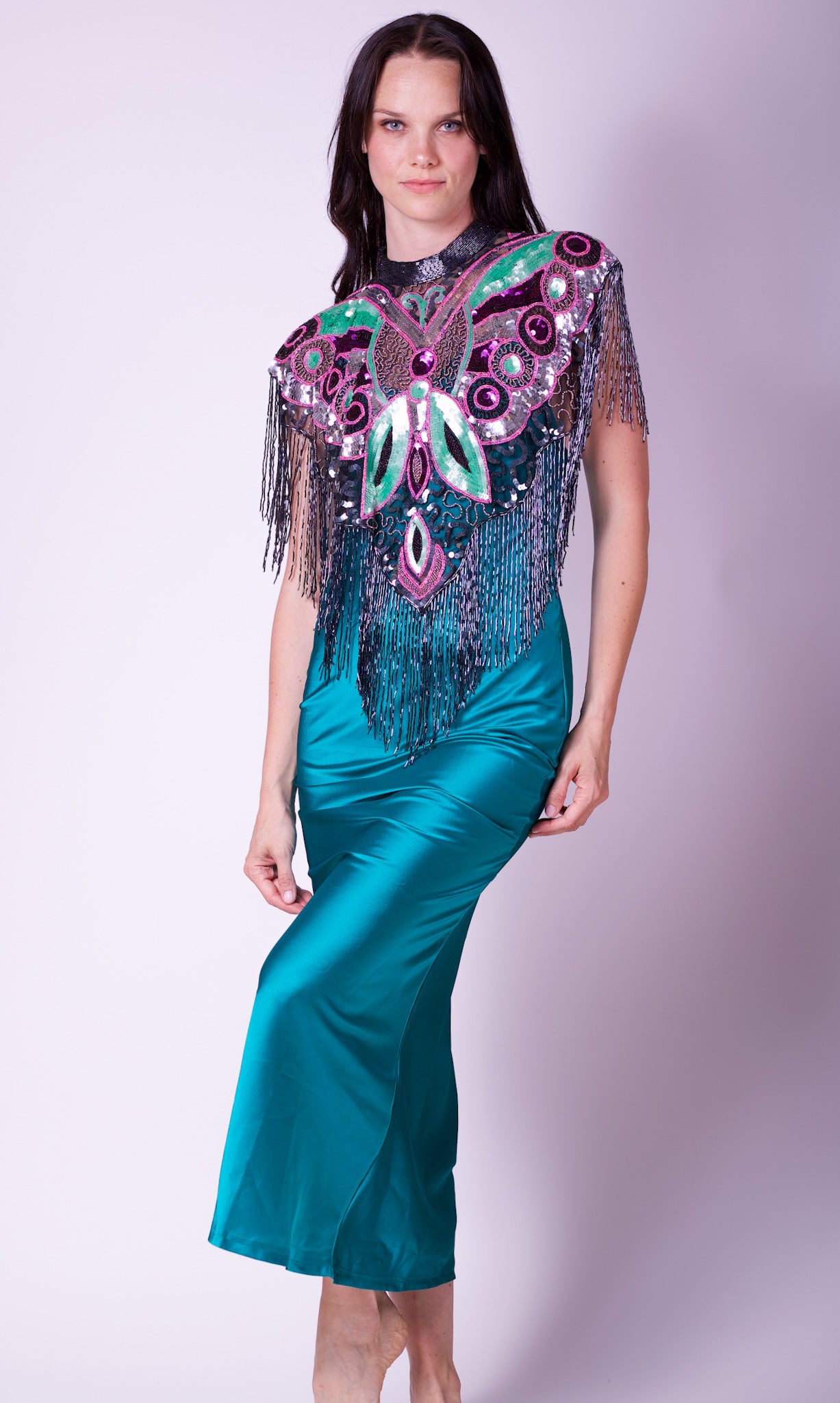 Capa bordada flecos flecos BUTTERFLY