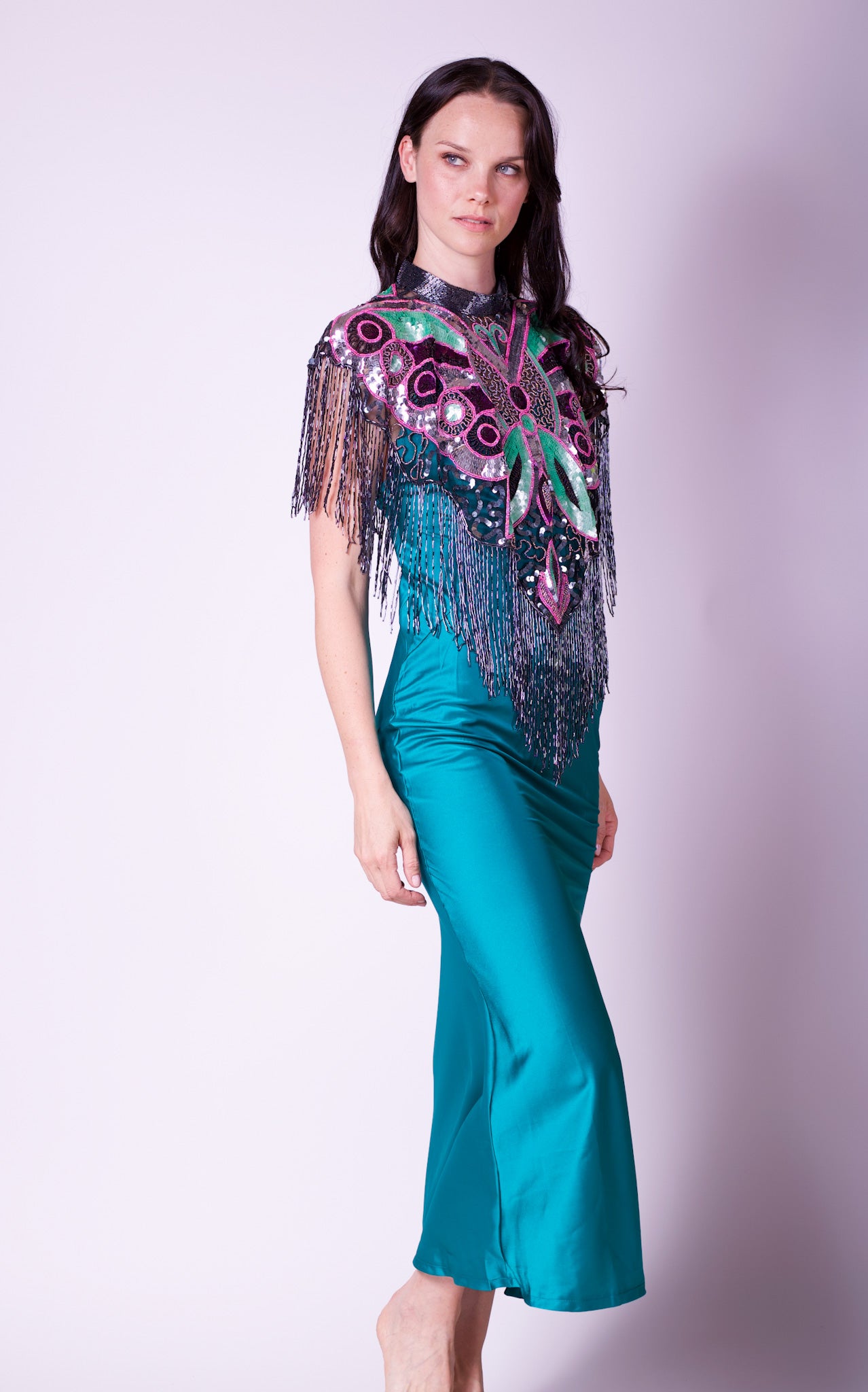 Capa bordada flecos flecos BUTTERFLY