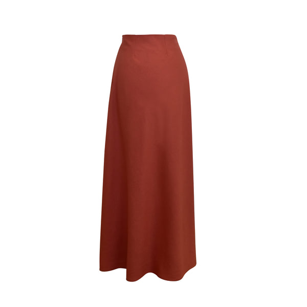 Falda Lino Botones Ladrillo
