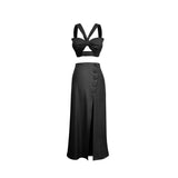 Conjunto DE LINO TOP Y FALDA Negro