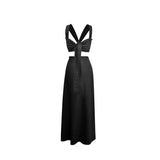 Conjunto DE LINO TOP Y FALDA Negro
