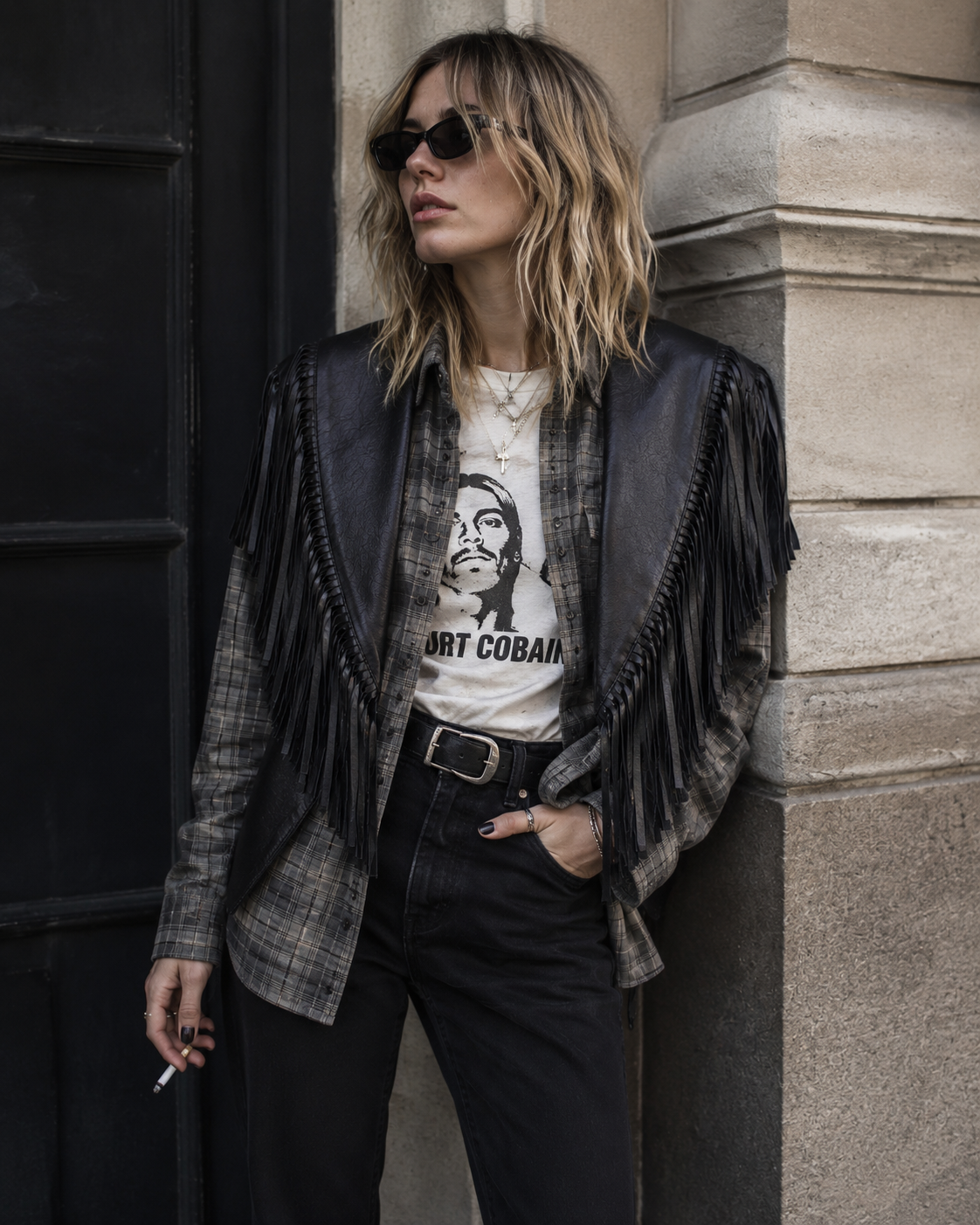 Capa, Cobain black LEATHER COLLECTION cuero liso