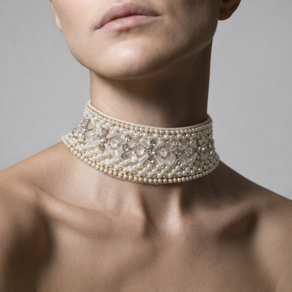 Choker white pearls