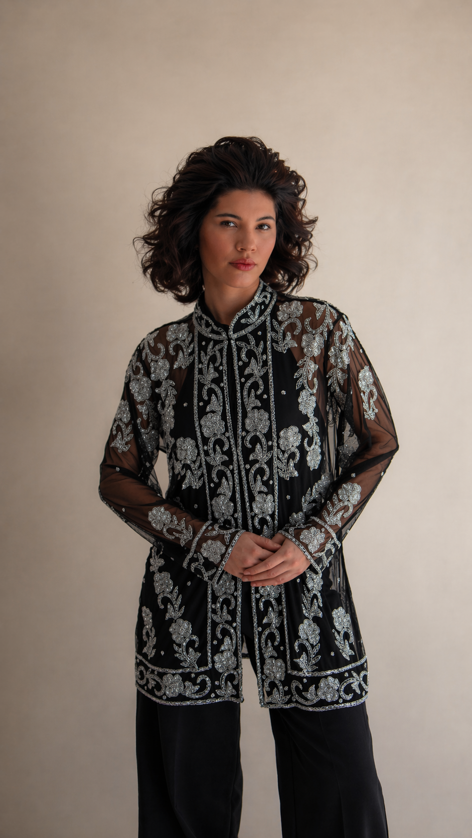 Chaqueta, Kimono traslucido silverstone