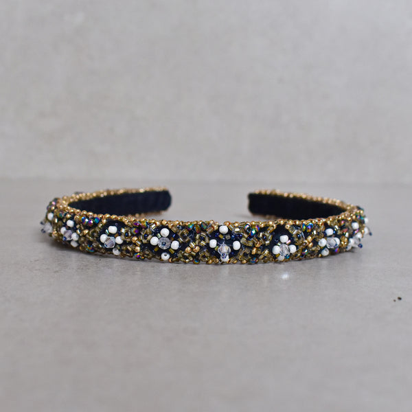 Cintillo Geometric BRIDGETE VELVET BLACK SKINNY