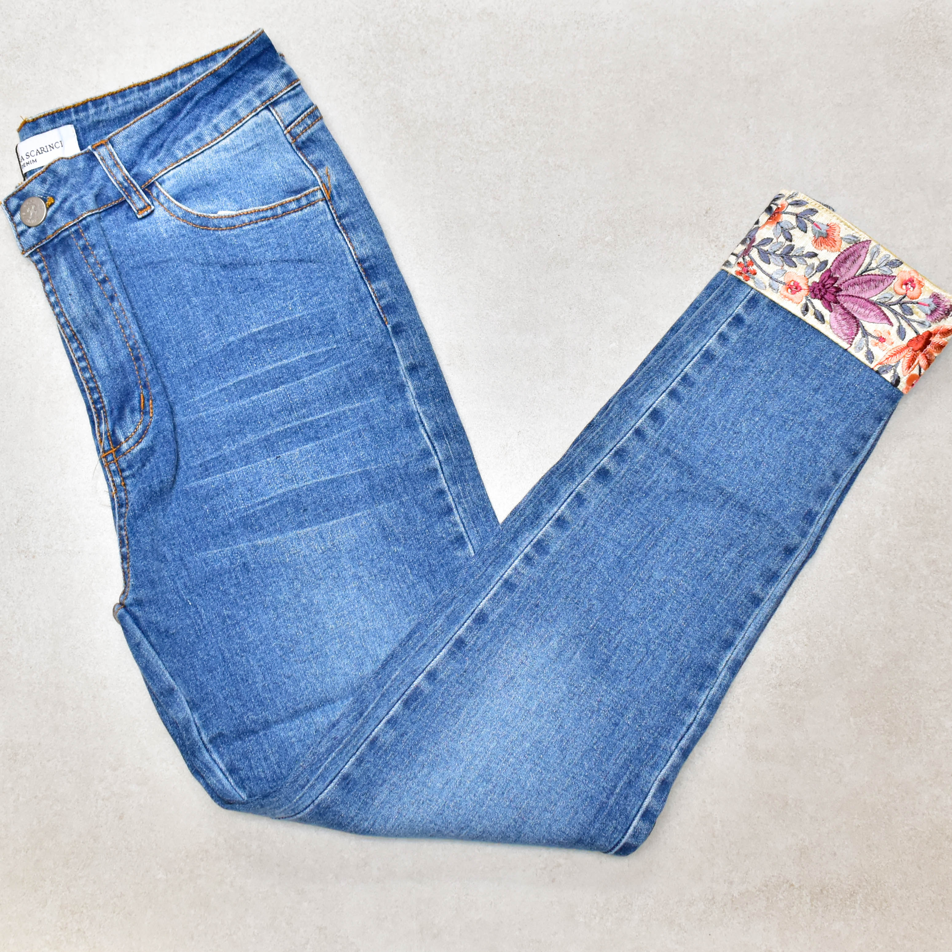 JEANS BLUE EMBELLISHMENT SECRET GARDEN