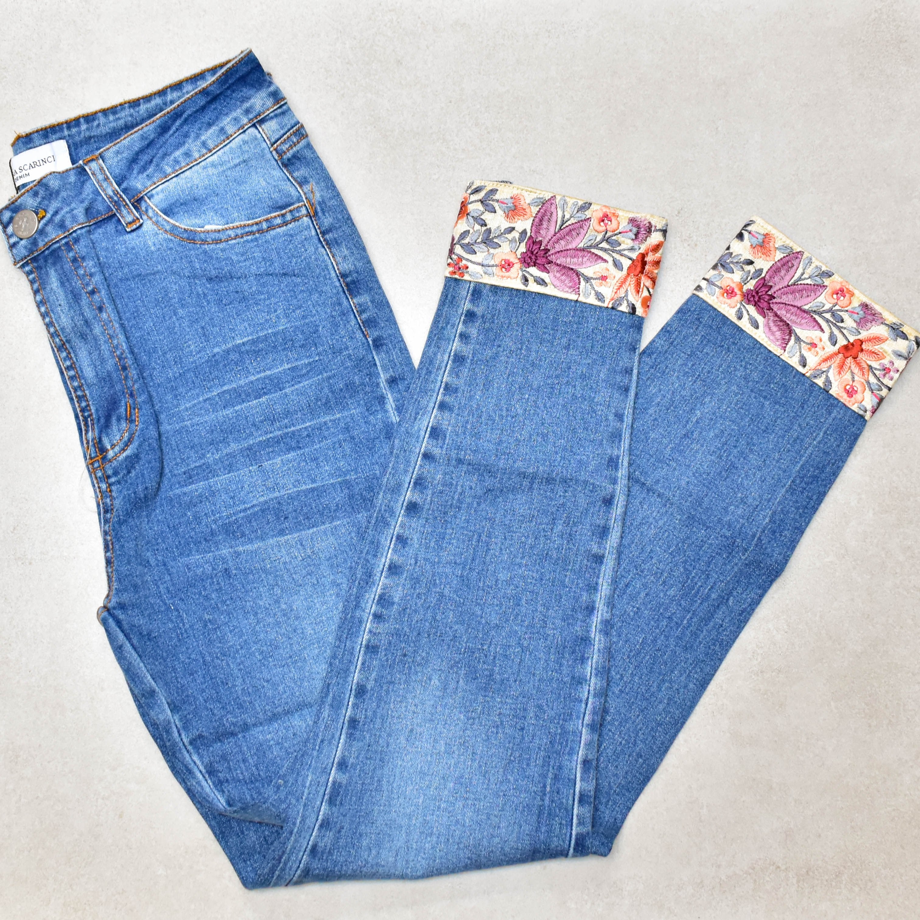 JEANS BLUE EMBELLISHMENT SECRET GARDEN