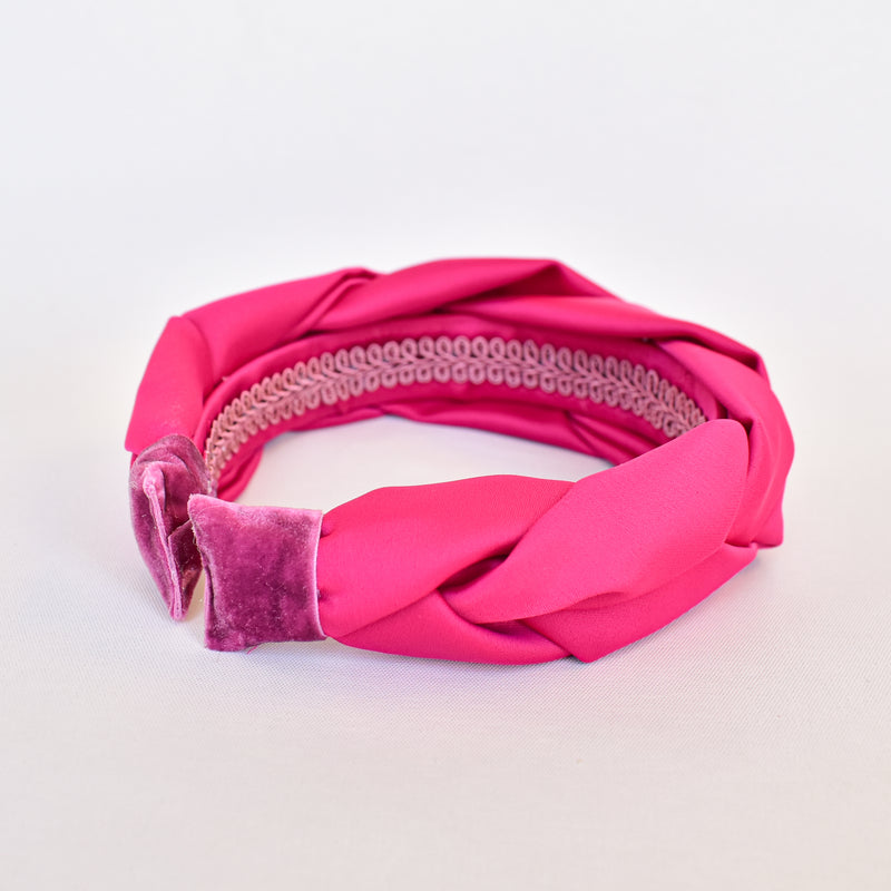 Cintillo trenzado satin fucsia