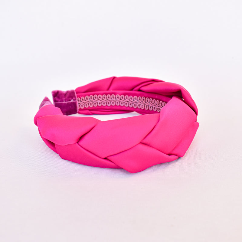 Cintillo trenzado satin fucsia