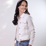CHAQUETA BLANCA PAVO REAL PIEDRAS OTOMI borde espejo