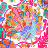 CHAQUETA BLANCA PAVO REAL  PIEDRAS OTOMI BORDE MONEDAS