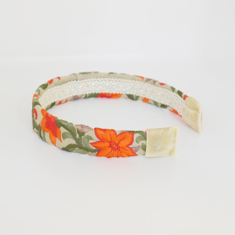 Cintillo Cream Orange Flowers