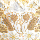 Chaqueta BLANCA PAVO REAL Otomi full con cascadas colgantes