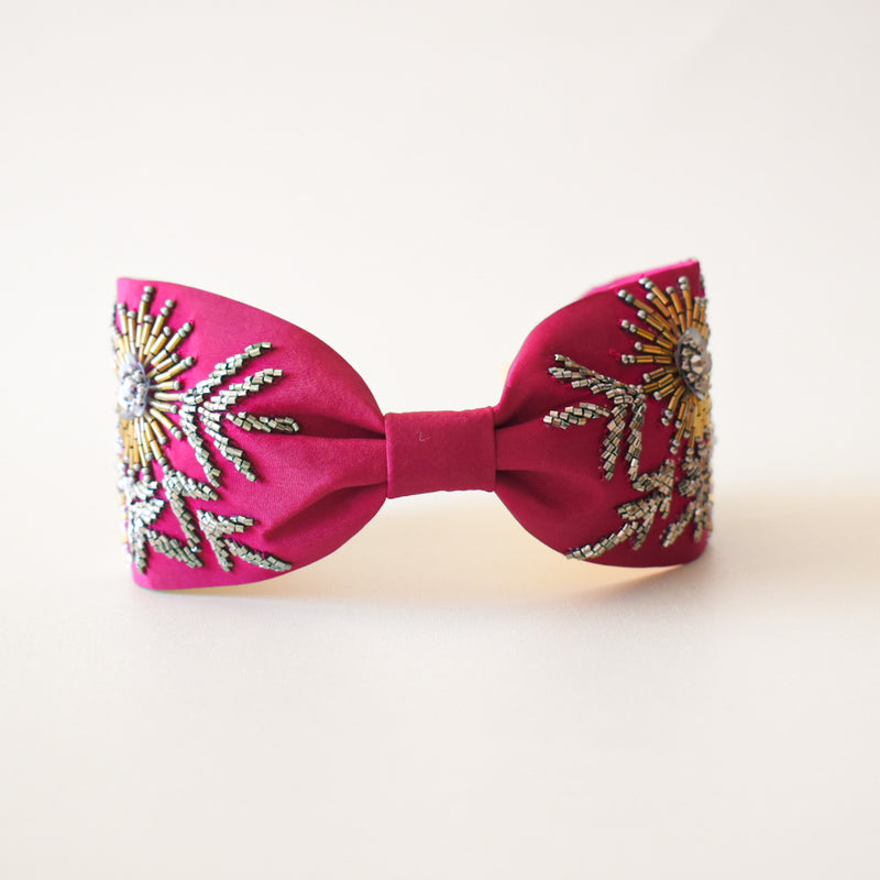 Cintillo diadema bordado boho wine