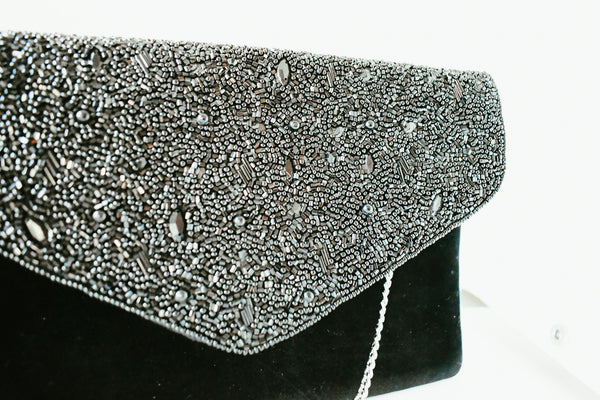 Cartera, clutch black stone high density