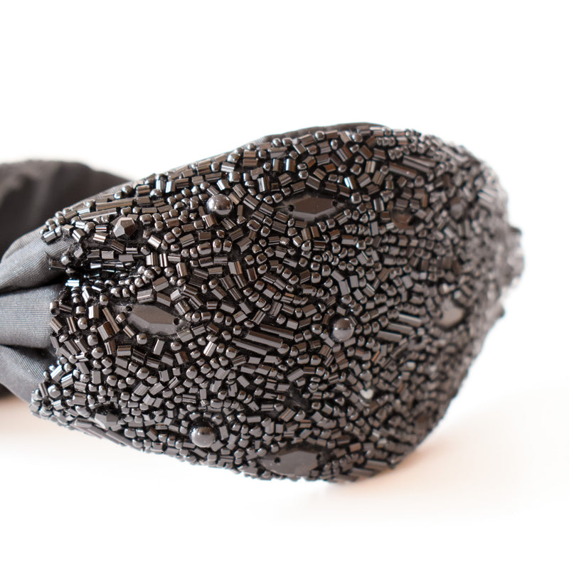 Cintillo diadema black stones high density