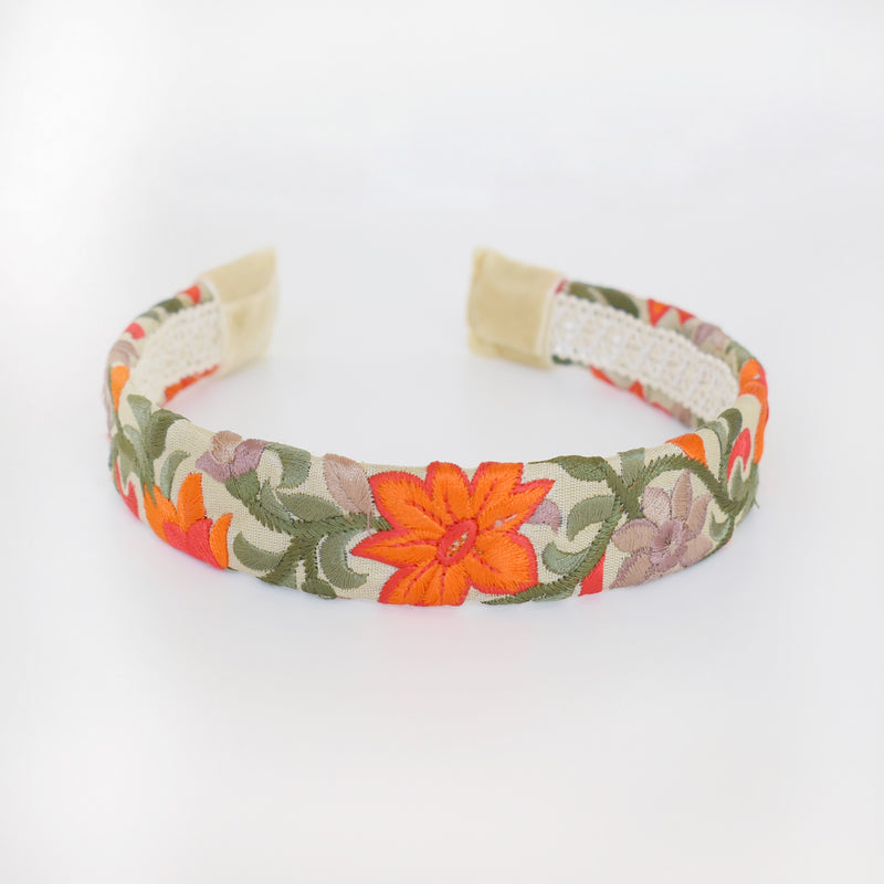Cintillo Cream Orange Flowers