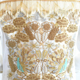 Chaqueta BLANCA PAVO REAL Otomi full con cascadas colgantes