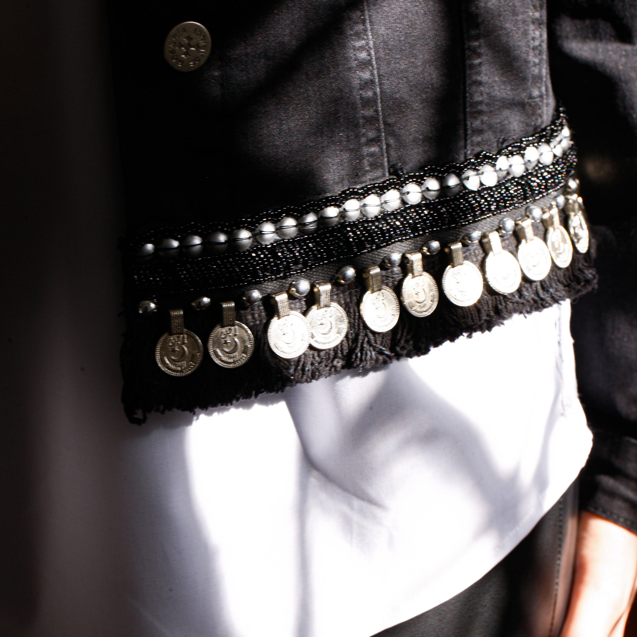 Chaqueta Denim Coin Border high metal BLACK