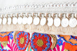 CHAQUETA BLANCA PAVO REAL  PIEDRAS OTOMI BORDE MONEDAS