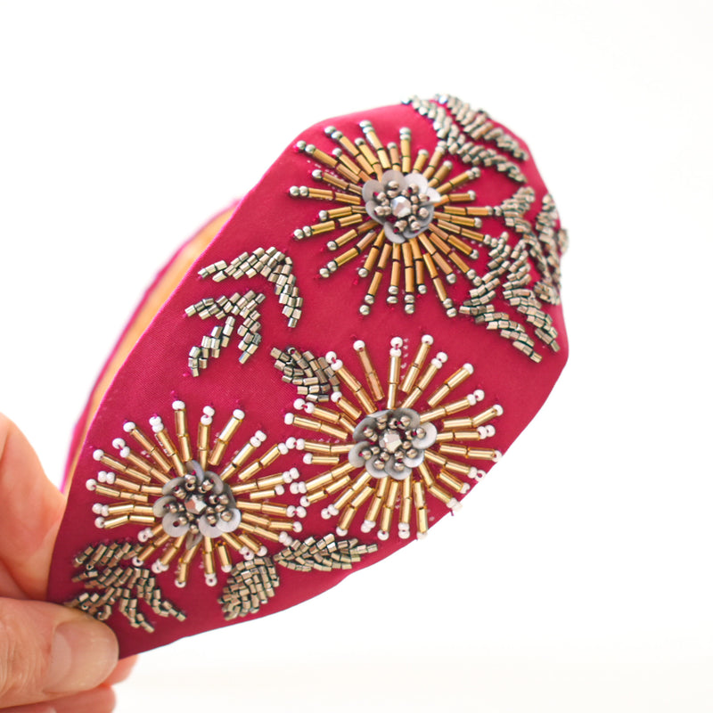Cintillo diadema bordado boho wine